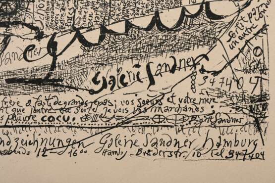 Janssen, Horst (1929-1995) „Willem Grimm - Ausstellung Galerie Sandner“ 1958, Lithographie, 56x46cm (m.R. 69,5x59,5cm), leicht vergilbt, Provenienz: Nachlass Anne Tügel - photo 4