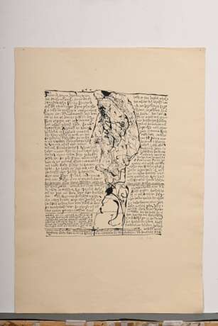 Janssen, Horst (1929-1995) "Friedrich, König von Schweden...", Lithographie, u.r. sign., PM 42x34,5cm, BM 75,5x53,5cm, kleine Randdefekte, leicht fleckig, verso Montagereste, Provenienz: Nachlass Anne Tügel - фото 2