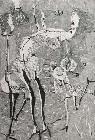 Janssen, Horst (1929-1995) "Cha-Cha-Cha" 1958, Radierung, Probe, u. sign./bez./dat./gewidmet, freigestellt gerahmt, PM 59,2x39,2cm, BM 78,5x52cm (m.R. 94x67,5cm), Ränder leicht wellig, Provenienz: Nachlass Anne… - photo 1