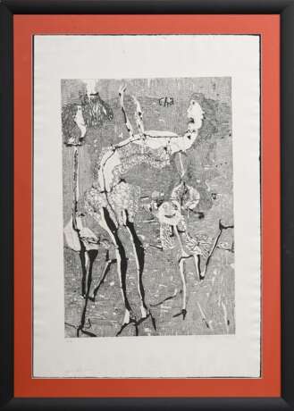 Janssen, Horst (1929-1995) "Cha-Cha-Cha" 1958, Radierung, Probe, u. sign./bez./dat./gewidmet, freigestellt gerahmt, PM 59,2x39,2cm, BM 78,5x52cm (m.R. 94x67,5cm), Ränder leicht wellig, Provenienz: Nachlass Anne… - photo 3