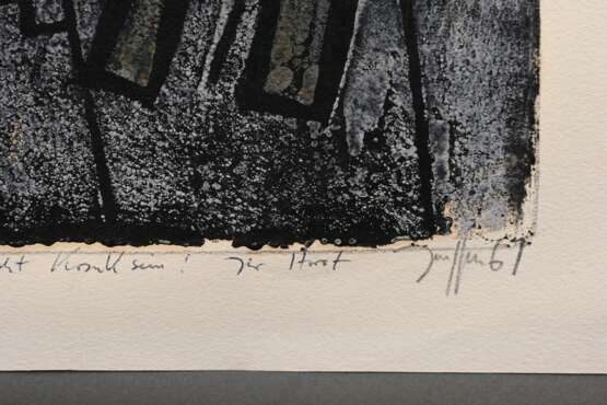Janssen, Horst (1929-1995) "Lokomotive" 1961, Farbholzschnitt, 6/25, u. sign./dat./num./bez., PM 46,5x53cm, BM 50,2x65cm, im Randbereich herstellungsbedingt leicht fleckig, Provenienz: Nachlass Anne Tügel - photo 3