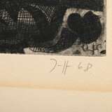 Janssen, Horst (1929-1995) "Fini" 1968, Radierung, u. sign./dat./gewidmet, i.d. Platte sign./dat., PM 49,3x39,3cm, BM 74x54,5cm, diverse Defekte - photo 3