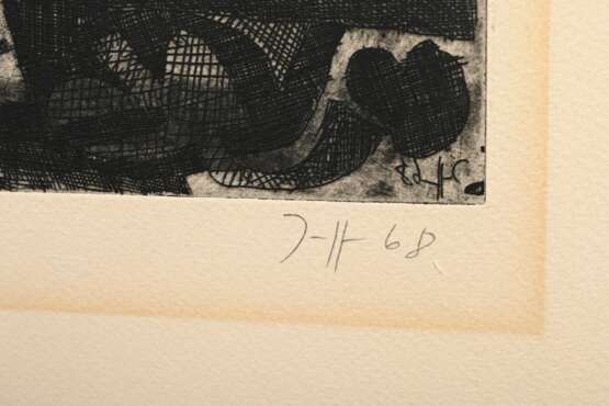 Janssen, Horst (1929-1995) "Fini" 1968, Radierung, u. sign./dat./gewidmet, i.d. Platte sign./dat., PM 49,3x39,3cm, BM 74x54,5cm, diverse Defekte - photo 3