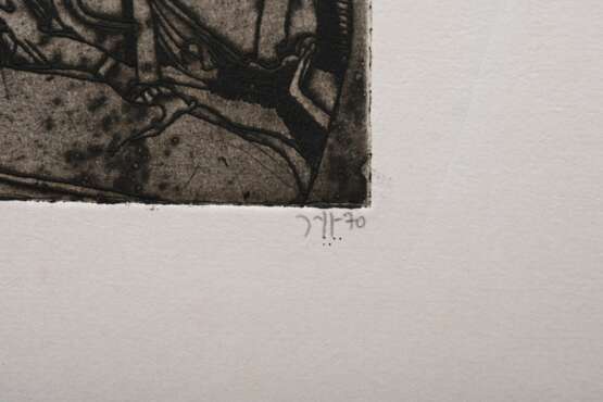 Janssen, Horst (1929-1995) "Bärenjagd nach Hokusai" 1970, Radierung, Probe, u. sign./dat./bez., PM 17,6x24,8cm, BM 34,5x49cm - photo 3