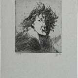 Janssen, Horst (1929-1995) "Selbst (nach Rembrandt)" 1980, Radierung auf blauem Tonpapier, 1/50, u. sign./dat./num., i.d. Platte dat./bez., PM 13,8x12,4cm, BM 30x20,3cm - фото 2