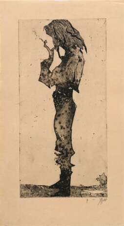 Janssen, Horst (1929-1995) "Es ist Kerinnes, die ich meine" 1988, Radierung, Probe, u.r. sign./dat., PM 29,8x14,8cm, BM 28x21,2cm - фото 1