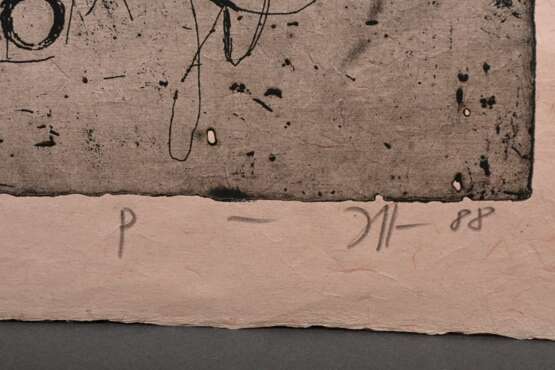 Janssen, Horst (1929-1995) "mein Heinz Adler" 1988, Radierung, Probe, u. sign./dat./num., i.d. Platte bez., PM 48,4x38,4cm, BM 54x43,5cm - photo 2