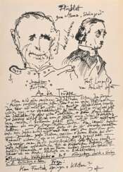 Janssen, Horst (1929-1995) &quot;Flugblatt zum Thema 'Stalingrad'&quot;, Lithographie, u.r. i.d. Platte sign., BM 29,7x21,2cm, leicht vergilbt, Provenienz: Nachlass Anne Tügel
