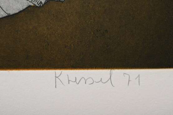 Kressel, Dieter (1925-2015) "Sprotten" 1971, Farbradierung, Probe, u. sign./dat./bez., WVZ 85, PM 19,4x28cm, BM 37,7x47cm - photo 3