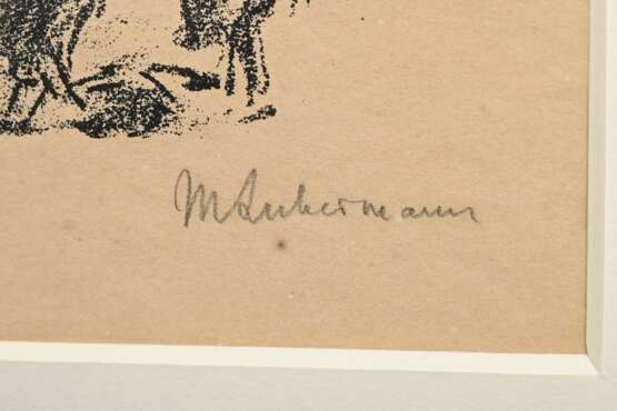 Liebermann, Max (1847-1935) "Strandleben" 1909, Lithographie, u.r. sign., im Passepartout montiert, PM 12,2x18,5cm, BM 25,3x33cm (m.R. 34x39,8cm), Lichtrand, verso Montagereste, min. fleckig - photo 1