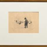 Liebermann, Max (1847-1935) "Jozef Israëls am Strand von Scheveningen" 1912, Lithographie, u.r. sign., u.l. Trockenstempel "Bruno Cassirer", im Passepartout montiert, PM 9,4x13,4cm, BM 25x32cm (m.R. 3… - photo 2