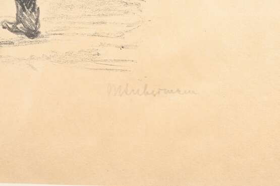 Liebermann, Max (1847-1935) "Jozef Israëls am Strand von Scheveningen" 1912, Lithographie, u.r. sign., u.l. Trockenstempel "Bruno Cassirer", im Passepartout montiert, PM 9,4x13,4cm, BM 25x32cm (m.R. 3… - photo 3