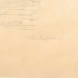 Liebermann, Max (1847-1935) "Jozef Israëls am Strand von Scheveningen" 1912, Lithographie, u.r. sign., u.l. Trockenstempel "Bruno Cassirer", im Passepartout montiert, PM 9,4x13,4cm, BM 25x32cm (m.R. 3… - photo 3