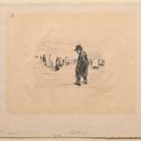 Liebermann, Max (1847-1935) "Jozef Israëls am Strand von Scheveningen" 1912, Lithographie, u.r. sign., u.l. Trockenstempel "Bruno Cassirer", im Passepartout montiert, PM 9,4x13,4cm, BM 25x32cm (m.R. 3… - photo 4