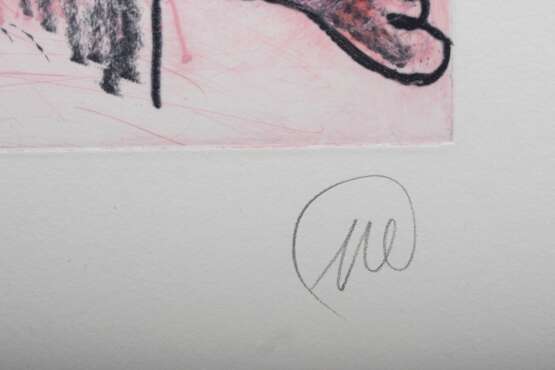 Lüpertz, Markus (*1941) "Otello" 1996, Farbradierung, 48/60, u. sign./num., freigestellt gerahmt, PM 29,5x19,3cm, BM 65x50cm (m.R. 73,5x58cm) - photo 3