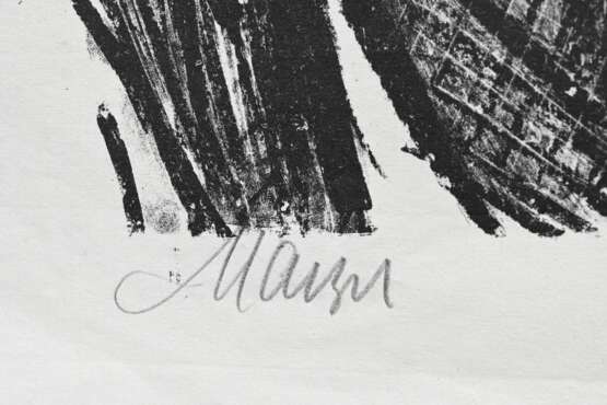 Maetzel, Emil (1877-1955) „Drei Mädchen“ 1945, Lithographie, u.l. sign., u.r. i.d. Platte sign./dat., PM 25,5x29,5cm, BM 55,5x37cm, am Rand knickspurig, Provenienz: direkt vom Künstler erworben, Sammlung Gerhard Schack, … - photo 3