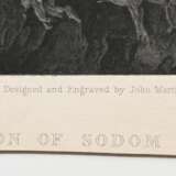 2 Martin, John (1789-1854) "Die Zerstörung von Sodom und Gomorrha" und "7te Plage", Mezzotinto, 1x u. bez., verso je Klebeetikett "Dobiaschofsky", je im Passepartout montiert, 1x auf Papier … - photo 3