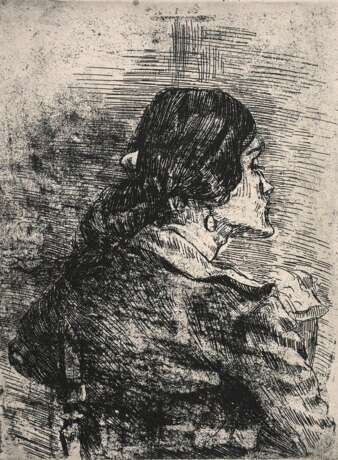 Meidner, Ludwig (1884-1966) "Tanja im Profil", Radierung, u.r. sign., PM 26,6x19,8cm, BM 40x30cm - Foto 1