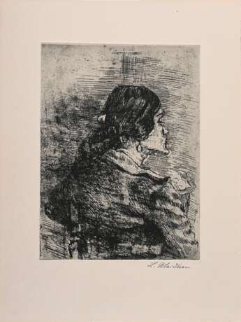 Meidner, Ludwig (1884-1966) "Tanja im Profil", Radierung, u.r. sign., PM 26,6x19,8cm, BM 40x30cm - Foto 2