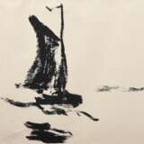 Nolde, Emil (1867-1956) "Segler" 1910, Lithographie (nach einer Pinselzeichnung), u.r. i. Stein sign./dat., im Passepartout montiert, BM 34,5x46,5cm (m.R. 46,7x59,2cm), min. rest. und fleckig - photo 1