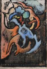 Olderock, Max (1895-1972) &quot;am Abgrund&quot; 1968, Holzschnitt aquarelliert, u. sign./bez./dat., im Passepartout montiert, PM ca. 31x22cm, BM 33,5x24cm (m.R. 74x63,5cm)