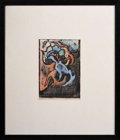 Olderock, Max (1895-1972) "am Abgrund" 1968, Holzschnitt aquarelliert, u. sign./bez./dat., im Passepartout montiert, PM ca. 31x22cm, BM 33,5x24cm (m.R. 74x63,5cm) - photo 2