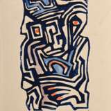 2 Olderock, Max (1895-1972) "Abstrakte Kompositionen" 1956/1955/66, colorierte Linolschnitte, u. sign./dat./betit., BM 26,2x19/26,4x8,7cm, leicht fleckig - photo 3