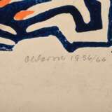 2 Olderock, Max (1895-1972) "Abstrakte Kompositionen" 1956/1955/66, colorierte Linolschnitte, u. sign./dat./betit., BM 26,2x19/26,4x8,7cm, leicht fleckig - photo 5