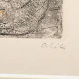 Orlik, Emil (1870-1932) "Auswanderer" 1920, Radierung, u.r. sign., im Passepartout montiert, PM 14,8x17,8cm, BM 30,5x28,5cm (m.PP. 38x33,5cm), verso fleckig - photo 3
