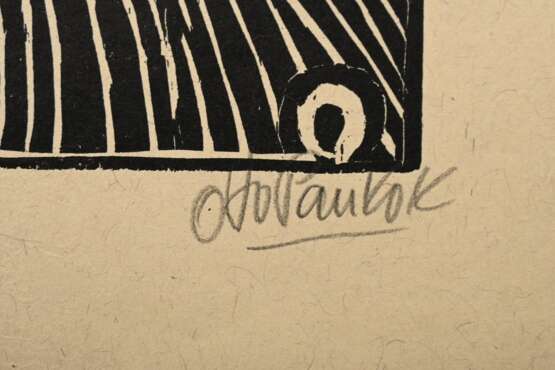 Pankok, Otto (1893-1966) "Gorki" 1947, Holzschnitt, u.r. sign., PM 30x14,8cm, BM 50,2x34,8cm - photo 3