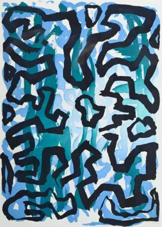Penck, A.R. (1939-2017) “Sternzeichen Wassermann” 1995, Farbradierung, 7/60, u. sign./num., freigestellt gerahmt, PM 39,5x29,8cm, BM 64,5x50cm (m.R. 84,5x69,5cm), u.l. kleiner Fleck - фото 1