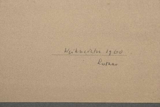 Schreyer, Lothar (1886-1966) "Figurine/ Marionette: Engel der Geburt" 1920/21, Farblithographie, u. sign. (Lothar)/2x dat./betit./gewidmet, PM ca. 29,5x26,2cm, BM 49,8x34,7cm, min. Altersspuren, Provenienz: Ges… - photo 2
