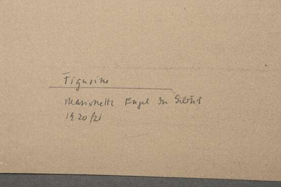 Schreyer, Lothar (1886-1966) "Figurine/ Marionette: Engel der Geburt" 1920/21, Farblithographie, u. sign. (Lothar)/2x dat./betit./gewidmet, PM ca. 29,5x26,2cm, BM 49,8x34,7cm, min. Altersspuren, Provenienz: Ges… - photo 3