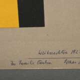 Schreyer, Lothar (1886-1966) "Mutter Erde" 1923, Farblithographie, aus: Bühnenwerk "Mann", u. sign./dat./bez. ("Handdruck 6")/gewidmet, PM 27,2x13,4cm, BM 31,2x24,2cm, leichte Altersspuren, … - photo 2