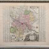 Seutter, Georg Matthäus (1678-1757) „Accuratissima Delineatio Geographica Dioecesis ac Praefecturae Dresdensis (Dresden und Umgebung)“, colorierter Kupferstich, seitlich mit Ortsregister und Zeichenerklärung, freigestel… - photo 2