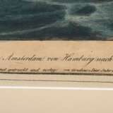 Suhr, Cornelius und Peter (1781/1788-1857) "Die Lustfahrt des Dampfschiffes de Beurs van Amsterdam von Hamburg nach Helgoland und zurück am 1sten und 2ten July 1829", colorierte Lithographie, u. bez., BM 35x52,… - photo 3