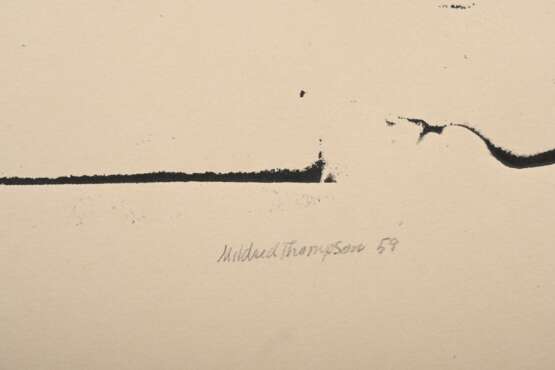Thompson, Mildred (1936-2003) "Katze" 1959, Lithographie, 3/10, u. sign./dat./num./gewidmet, PM 38x48,5cm, BM 54x75,5cm, Randdefekte, im Randbereich leicht fleckig - Foto 3
