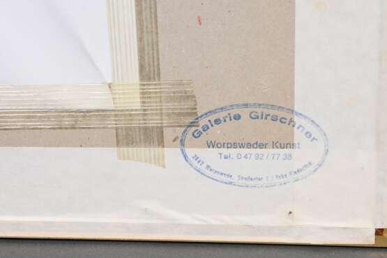 Vogeler, Heinrich (1872-1942) „Frühlingsmorgen“ 1899, Radierung, u.r. i.d. Platte monogr., verso Echtheitszertifikat "Galerie Girschner/ Worpswede", PM 15x15,5cm (m.R. 42,7x38,3cm) - photo 6