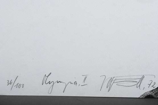 Vostell, Wolf (1932-1998) "Olympia II" 1972, Farbserigraphie, 36/100, u. sign./dat./num./betit., BM 48,8x69cm - photo 2