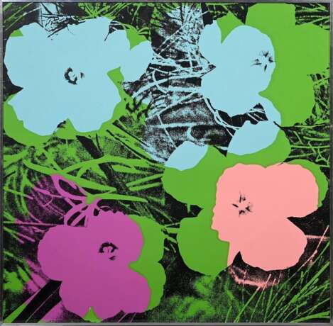 Warhol, Andy (1928-1987) „Flowers“, Farbserigraphie, 79/250, verso num. und Stempel, Sunday B. Morning Edition, 91,5x91,5cm, kleine Randdefekte - photo 1