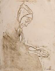 Wohlwill, Gretchen (1878-1962) &quot;Blinde&quot;, wohl Linolschnitt, u.r. 2x sign., im Passepartout montiert, BM 44,5x35cm (m.PP. 48x43cm), div. Defekte