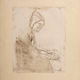 Wohlwill, Gretchen (1878-1962) "Blinde", wohl Linolschnitt, u.r. 2x sign., im Passepartout montiert, BM 44,5x35cm (m.PP. 48x43cm), div. Defekte - Foto 2