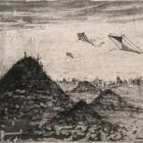 Wunderlich, Paul (1927-2010) "Drachensteigen über die Ruinen" 1952, Radierung, u. sign./dat./gewidmet, PM 29,8x39cm, BM 37,5x51,5cm, min. Altersspuren, Provenienz: Nachlass Anne Tügel - photo 1