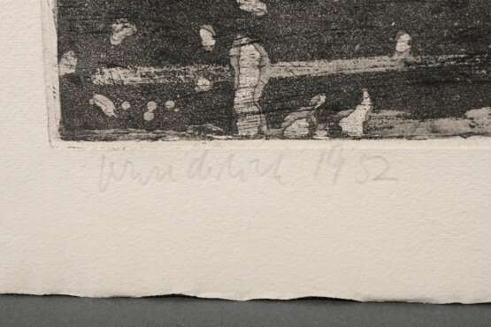 Wunderlich, Paul (1927-2010) "Drachensteigen über die Ruinen" 1952, Radierung, u. sign./dat./gewidmet, PM 29,8x39cm, BM 37,5x51,5cm, min. Altersspuren, Provenienz: Nachlass Anne Tügel - photo 4