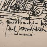 Wunderlich, Paul (1927-2010) "Hausabbruchs-Bottle-Party (Rathausstr. 16)", Lithographie, u. i.d. Platte sign., PM 50,5x40cm, BM 75,2x53,5cm, min. Altersspuren, Provenienz: Nachlass Anne Tügel - photo 3