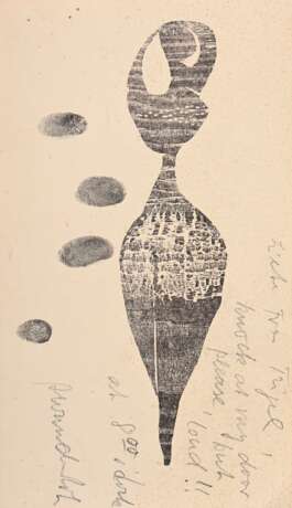 Wunderlich, Paul (1927-2010) "Tanzende (mit Fingerabdrücken)", Holzschnitt, u.r. sign., seitl. bez., 12,8x22,5cm, fleckig, Provenienz: Nachlass Anne Tügel - photo 1