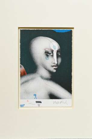 Wunderlich, Paul (1927-2010) "Damenportrait", Farblithographie, 214/250, u. sign./num., im Passepartout montiert, BM 16,8x11,4cm (m.PP. 30x20cm) - photo 2