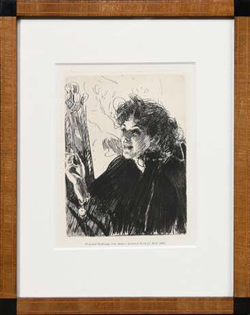 Zorn, Anders Leonard (1860-1920) "Mädchen mit Zigarette II" 1891, Radierung, PM 15,8x11,8cm (m.R. 29x23,2cm) - photo 2