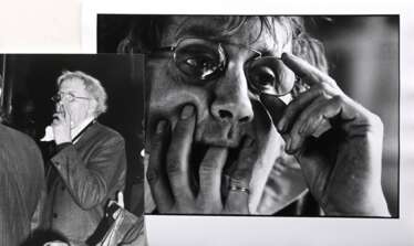 Lebeck, Robert (1929-2014) &quot;Horst Janssen&quot; 1980, Fotographie, verso sign./dat./bez. und Klebeetikett, PM 24,8x36,8cm, BM 30,7x40,4cm, Ränder leicht gewellt, kleiner Defekt, dazu: Fotographie &quot;Horst Janssen…