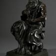 Große Grand Tour Souvenir Bronze Figur „Mose“ nach Michelangelo, auf eckigem Postament (21x26cm), Guss &quot;G. Nisini - Roma&quot;, um 1880, H. 54cm - Now at the auction